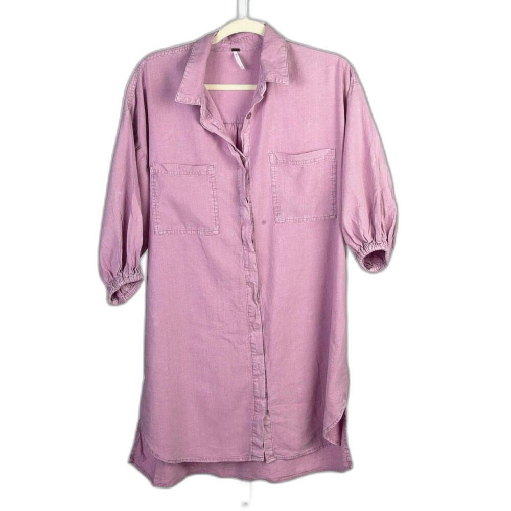 YFB / Young Fabulous Broke Mauve Linen Blend Shirt-dress Size S